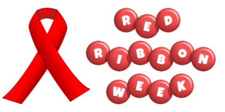 large red ribbon with the words "red ribbon week"