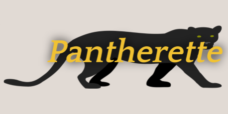 a panther with the word Pantherette superimposed on it