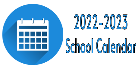 picture of a calendar icon in blue with the words 2022-2023 school calendar