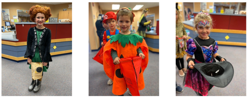 Students in their Halloween Costumes During Trick-or-Treating